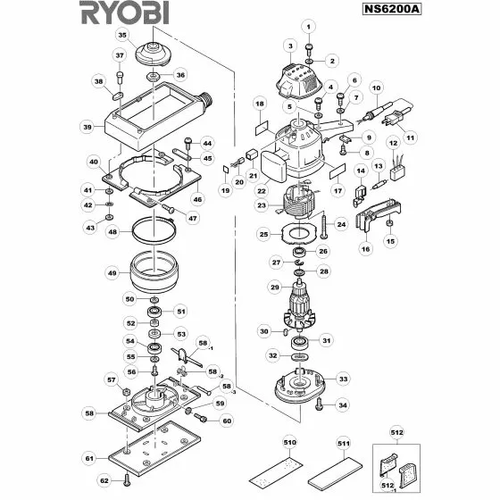 Ryobi NS40I Spare Parts List Type: 1000076528